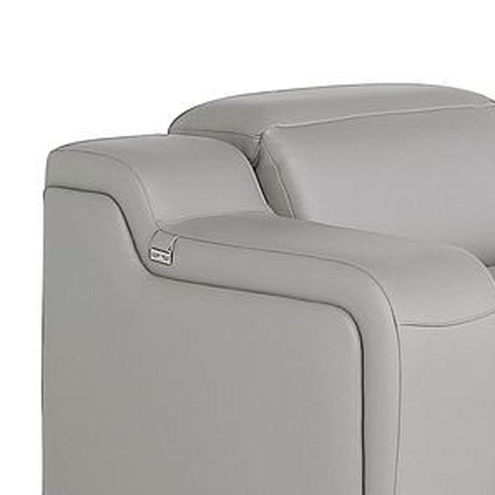 Three Piece Light Gray Leather Six Person Seating Set