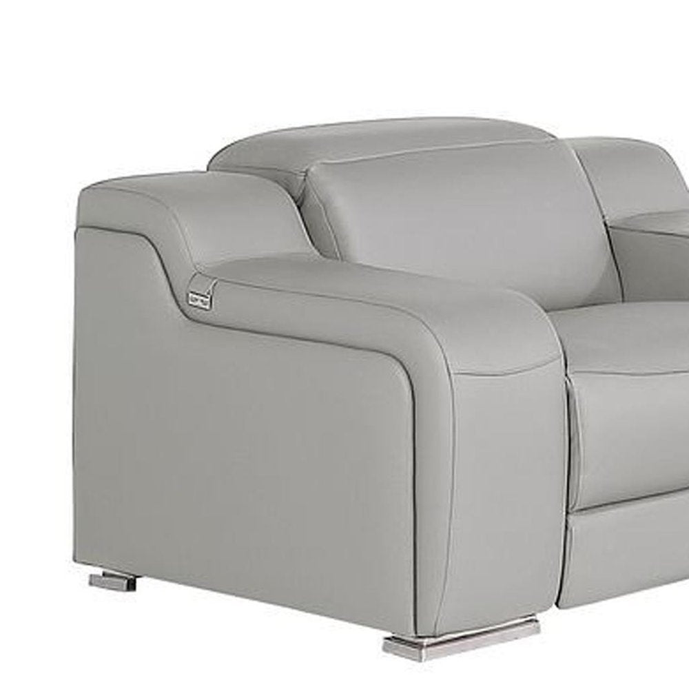 Three Piece Light Gray Leather Six Person Seating Set