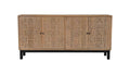 80" Brown Solid Wood Carved Geometric Sideboard with Four Doors on a white background