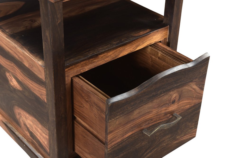 68" Dark Brown Solid Wood Pedestal Executive Desk With Seven Drawers