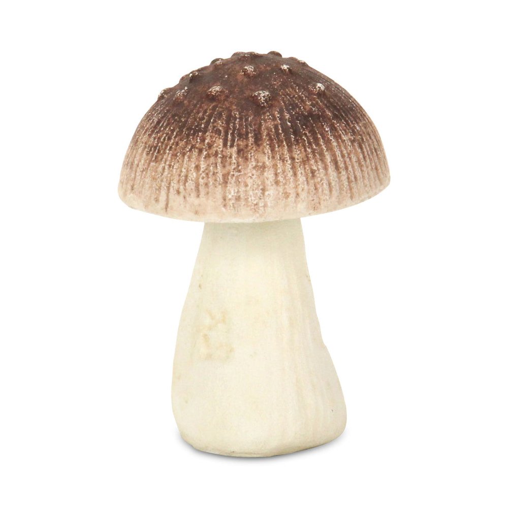 6" Red And Off White Cast Iron Mushroom Tabletop Sculpture