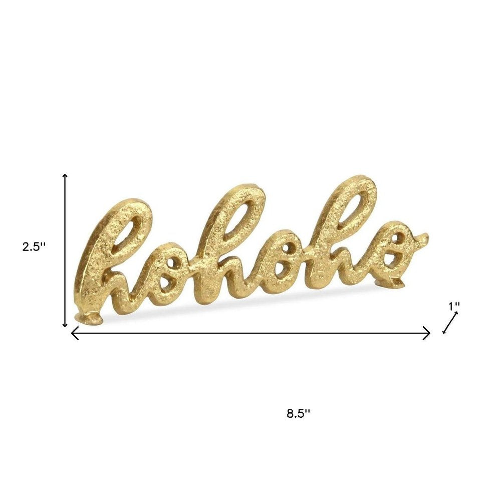 9" Gold Cast Iron Christmas Tabletop Sign