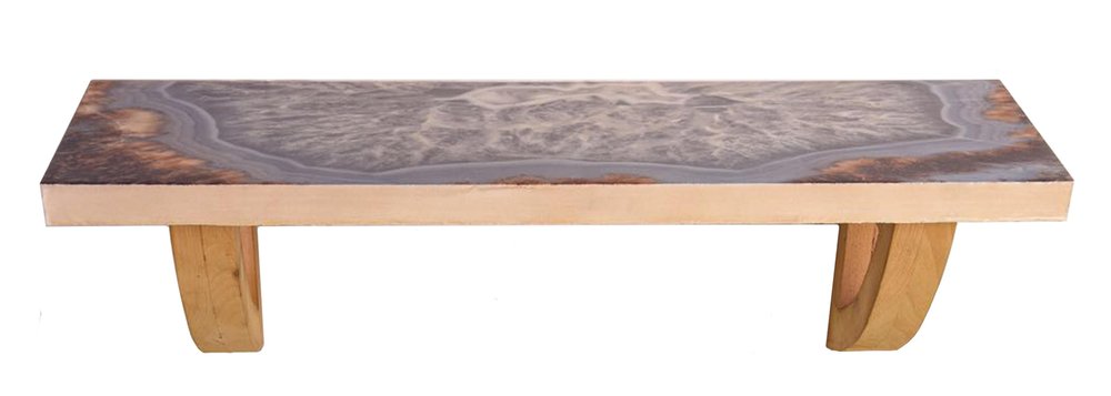 36" Gray And Natural Wood Agate Pattern Wall Mount Accent Shelf. Wall mounted shelve isolated on a plain white background, showing a gray wood surface.