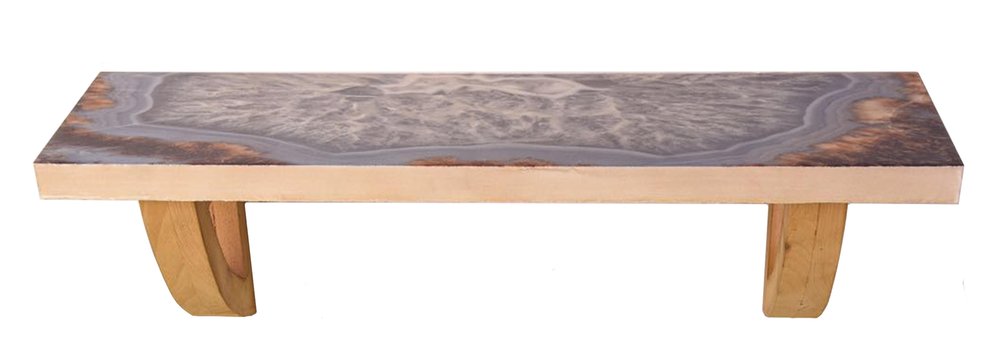 36" Gray And Natural Wood Agate Pattern Wall Mount Accent Shelf. Wall mounted shelve isolated on a plain white background, showing a gray wood surface.