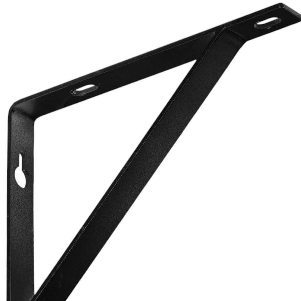 7" Set Of Two Black Metal Wall Mounted Shelf Brackets - 7" H x 7" W x 0.75" D on a white background