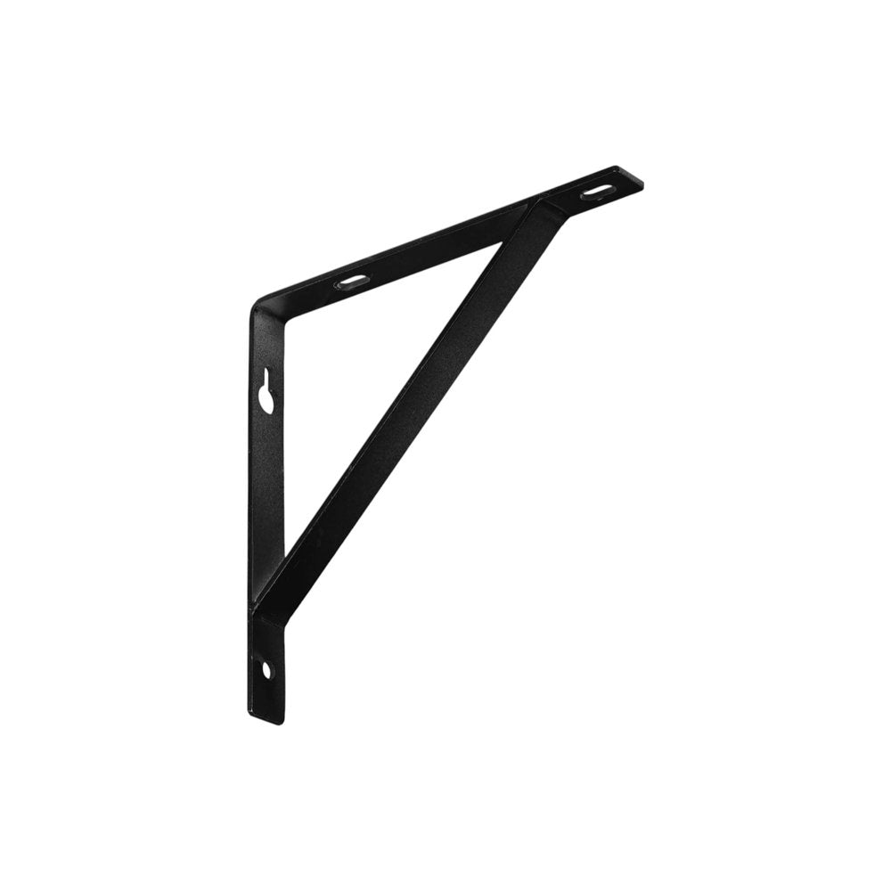 7" Set Of Two Black Metal Wall Mounted Shelf Brackets - 7" H x 7" W x 0.75" D on a white background