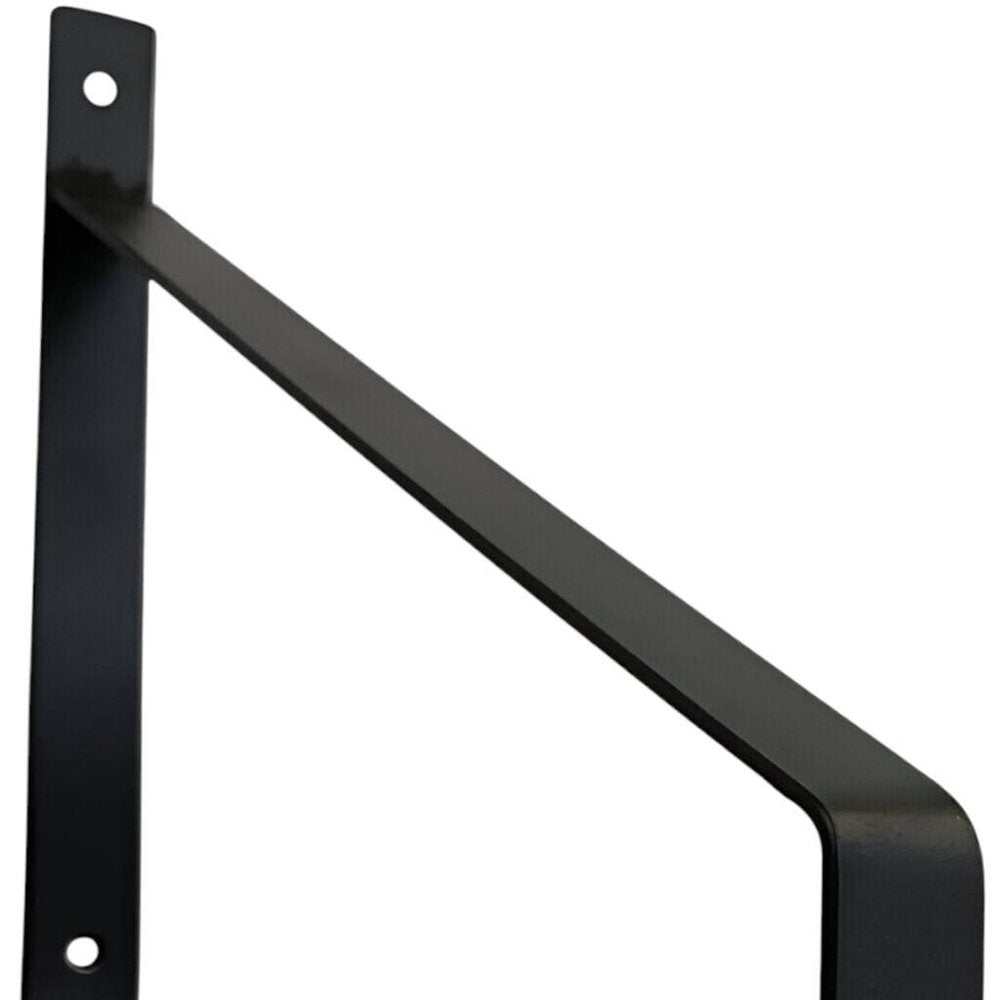 8" Set Of Two Black Metal Wall Mounted Shelf Brackets on a white background