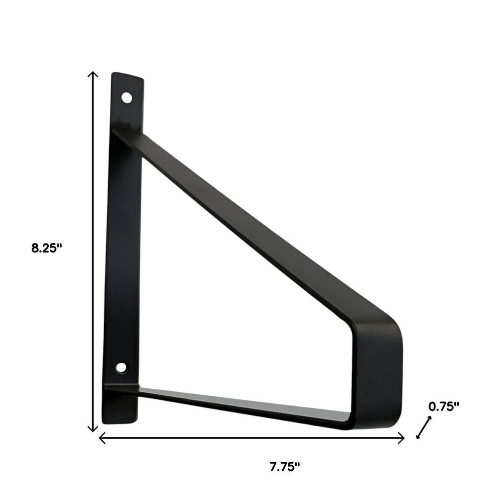 8" Set Of Two Black Metal Wall Mounted Shelf Brackets on a white background