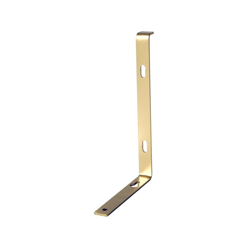 7" Set Of Two Gold Metal Wall Mounted Shelf Brackets on a white background