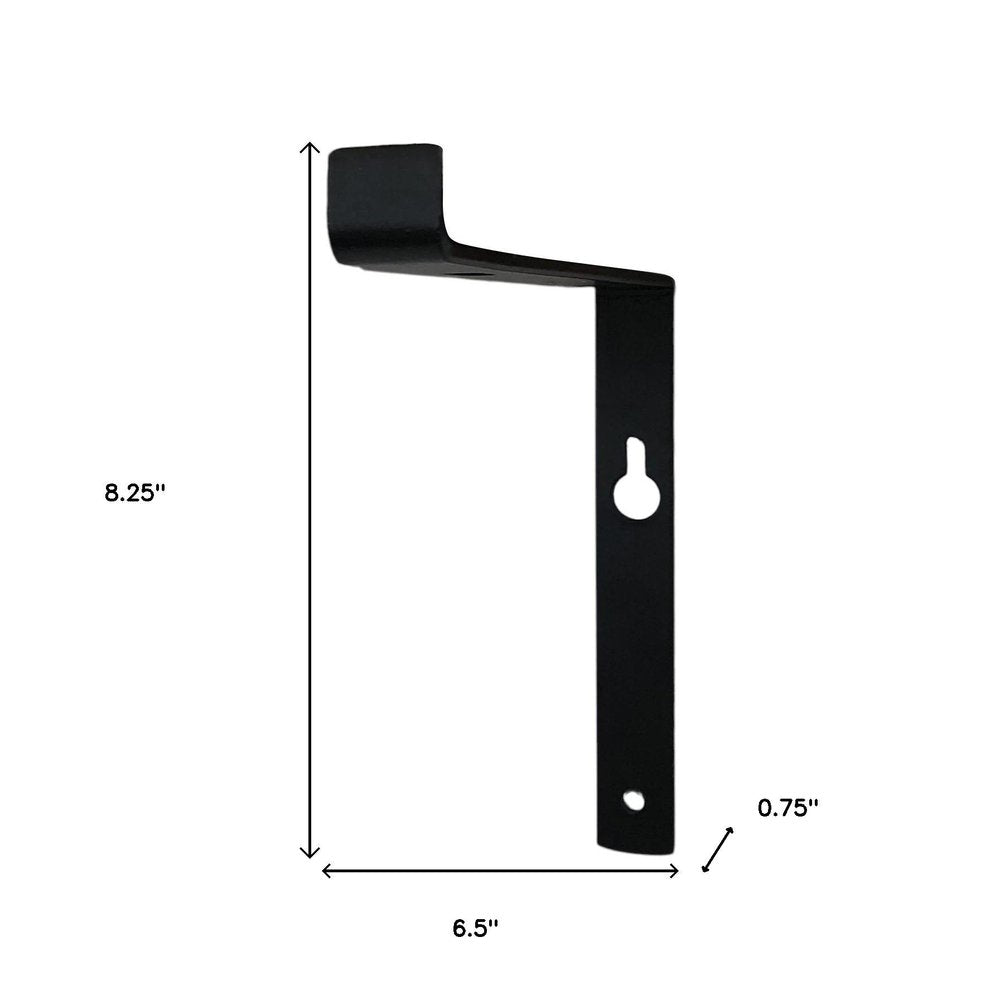 7" Set Of Two Black Metal Wall Mounted Shelf Brackets - 8.25" H x 6.5" W x 0.75" D on a white background