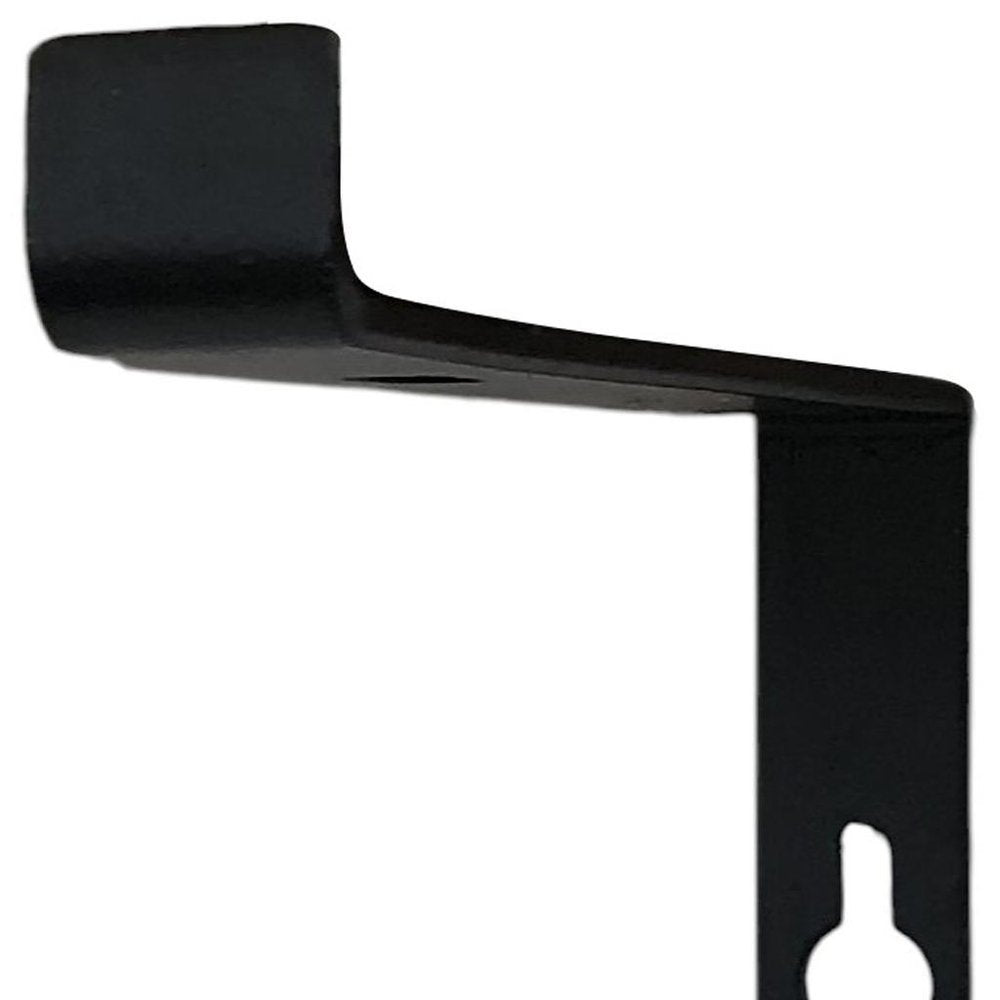 7" Set Of Two Black Metal Wall Mounted Shelf Brackets - 8.25" H x 6.5" W x 0.75" D on a white background
