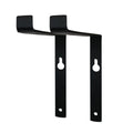 7" Set Of Two Black Metal Wall Mounted Shelf Brackets - 8.25" H x 6.5" W x 0.75" D on a white background