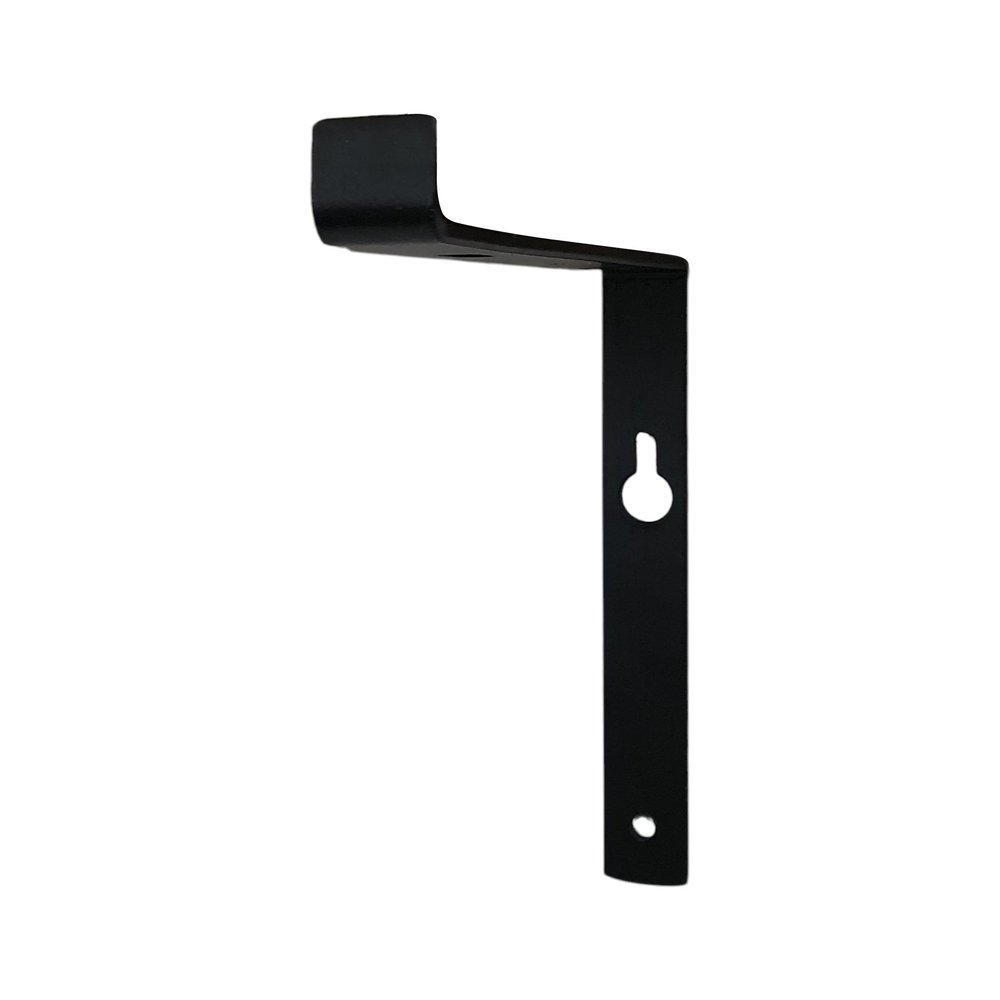 7" Set Of Two Black Metal Wall Mounted Shelf Brackets - 8.25" H x 6.5" W x 0.75" D on a white background