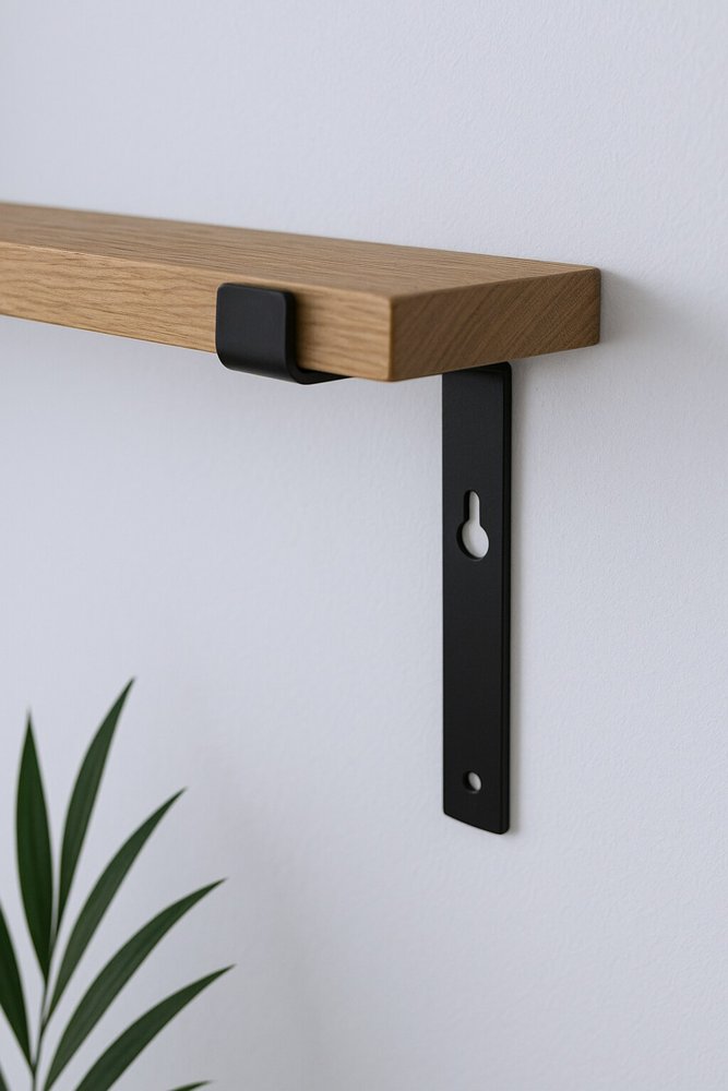 7" Set Of Two Black Metal Wall Mounted Shelf Brackets - 8.25" H x 6.5" W x 0.75" D