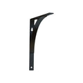 8" Set Of Two Black Curved Metal Wall Mounted Shelf Brackets on a white background