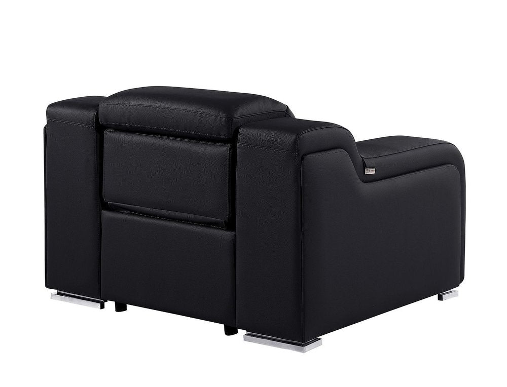 41" Black Italian Leather Wall Hugger Recliner With USB