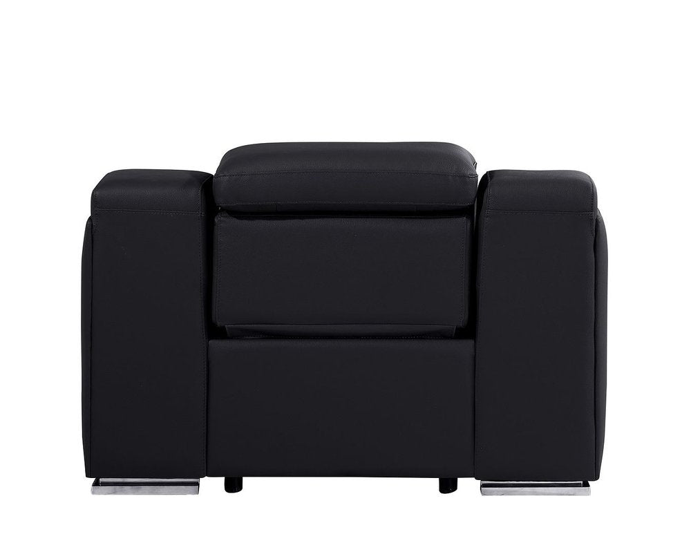 41" Black Italian Leather Wall Hugger Recliner With USB