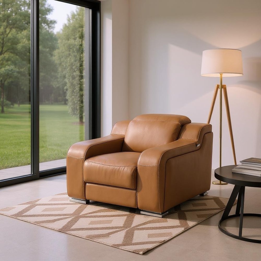 41" Black Italian Leather Wall Hugger Recliner With USB