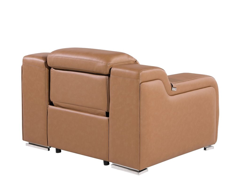41" Black Italian Leather Wall Hugger Recliner With USB. Recliner isolated on a plain white background, finished in black leather.