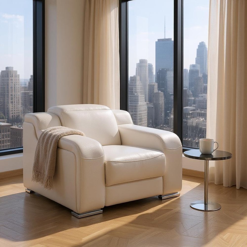41" Black Italian Leather Wall Hugger Recliner With USB