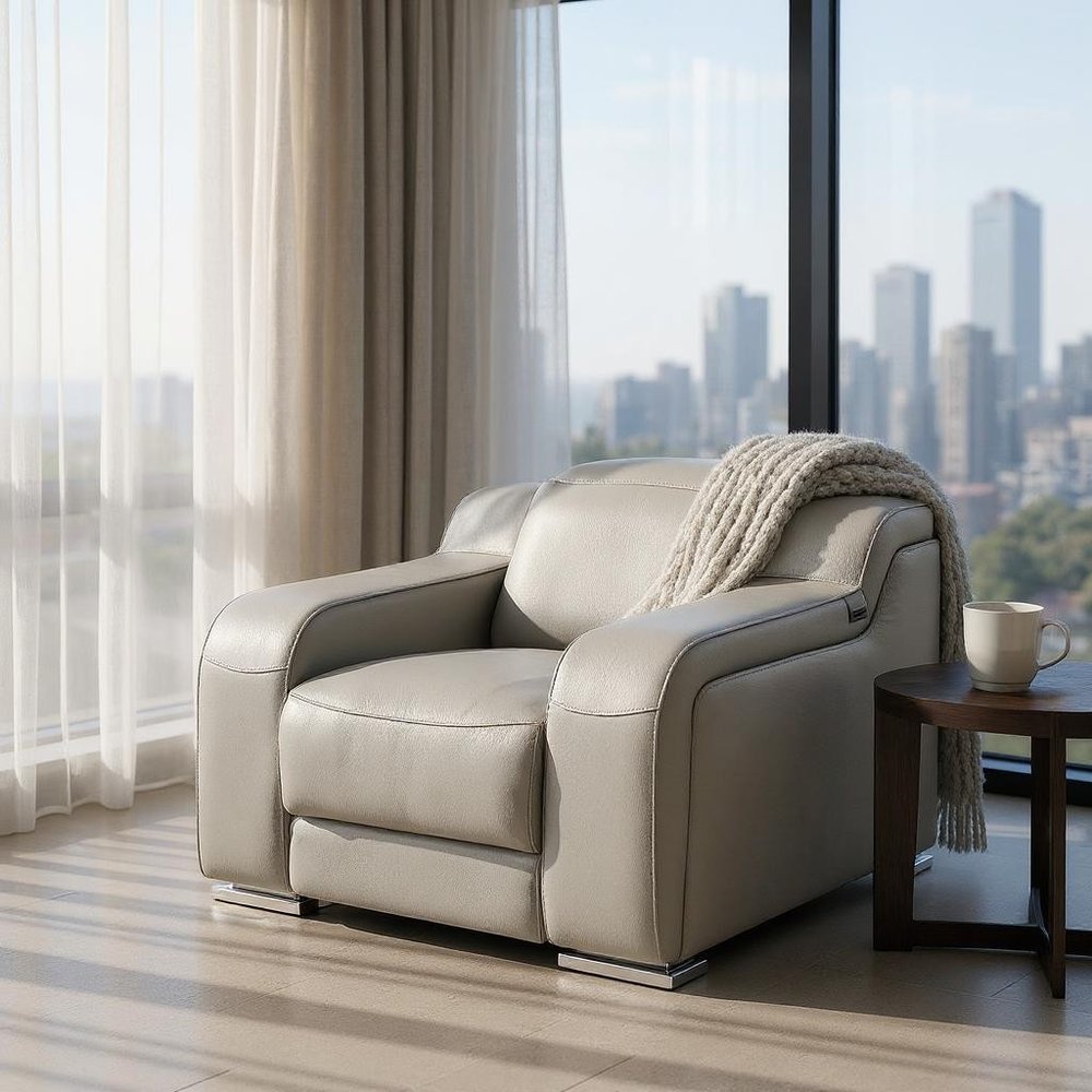 41" Black Italian Leather Wall Hugger Recliner With USB