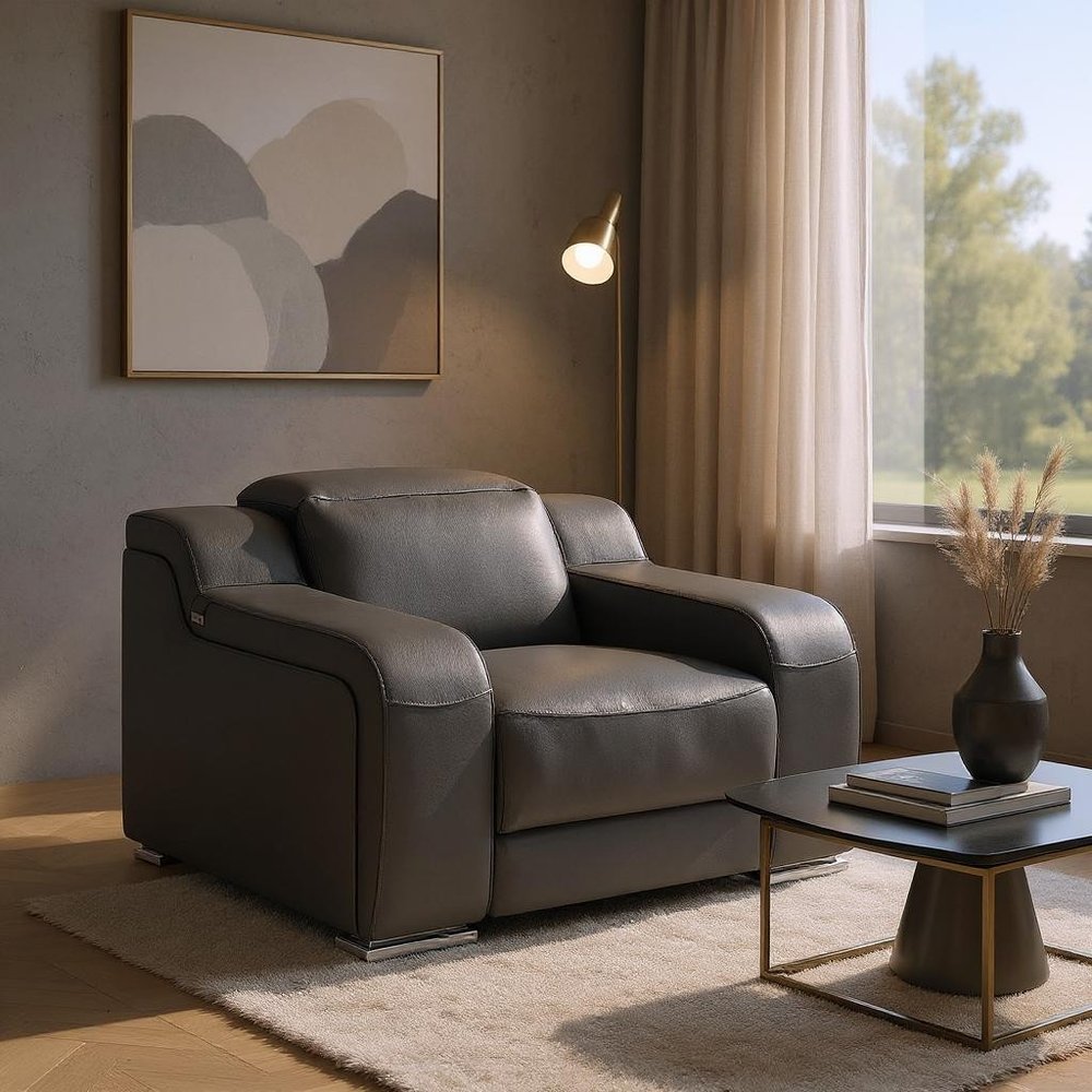 41" Black Italian Leather Wall Hugger Recliner With USB