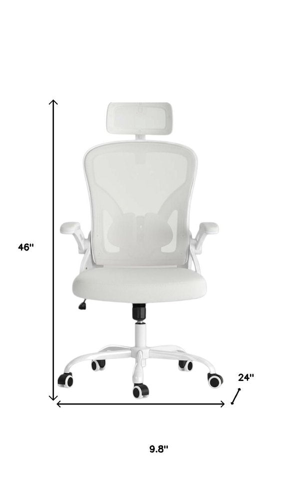 White and Black Adjustable Height Swivel Rolling Office Chair - 46.00" H x 9.80" W x 24.00" D