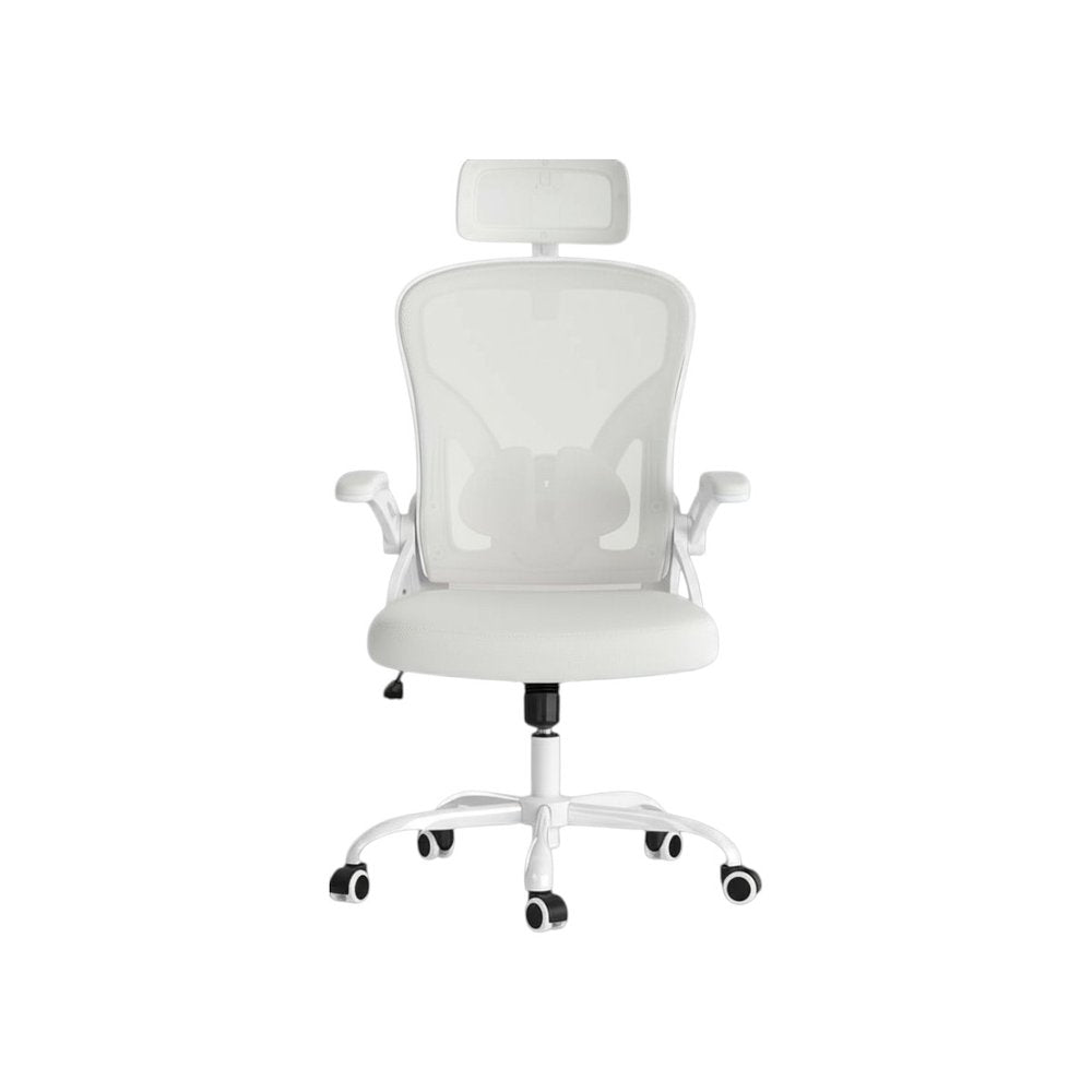 White and Black Adjustable Height Swivel Rolling Office Chair - 46.00" H x 9.80" W x 24.00" D