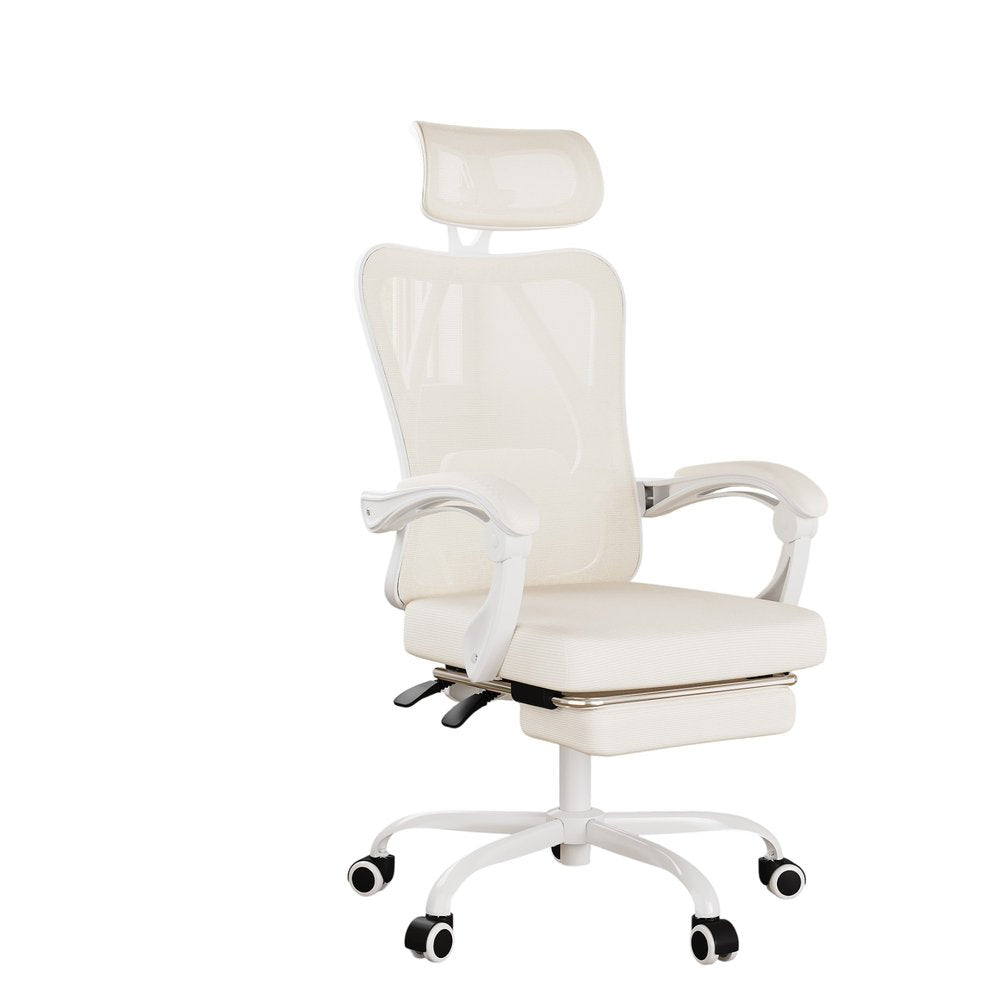 White and Black Adjustable Height Swivel Rolling Office Chair - 46.00" H x 11.40" W x 25.60" D