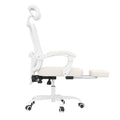 White and Black Adjustable Height Swivel Rolling Office Chair on a white background
