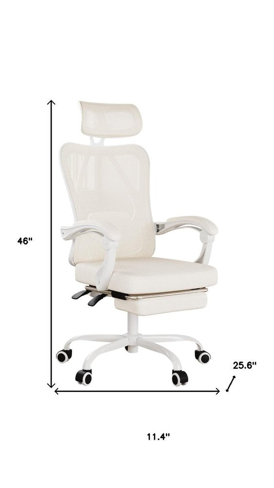 White and Black Adjustable Height Swivel Rolling Office Chair - 46.00" H x 11.40" W x 25.60" D