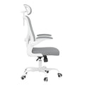 Gray White and Black Adjustable Height Swivel Rolling Office Chair on a white background
