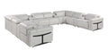 Light Gray Italian Leather Power Reclining U Shaped Twelve Piece Sectional With Console
