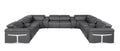 Dark Gray Italian Leather Power Reclining U Shaped Twelve Piece Sectional With Console