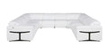 White Italian Leather Power Reclining U Shaped Eight Piece Corner Sectional With Console - 39.00" H x 146.00" W x 109.50" D on a white background