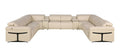 Beige Italian Leather Power Reclining U Shaped Ten Piece Corner Sectional With Console