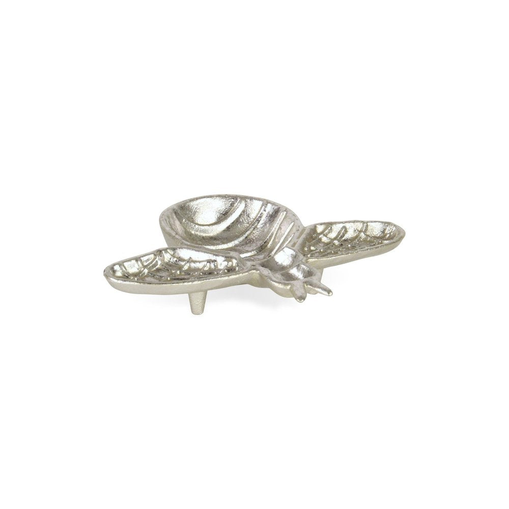 8" Silver Cast Iron Bumble Bee Trinket Tray on a white background