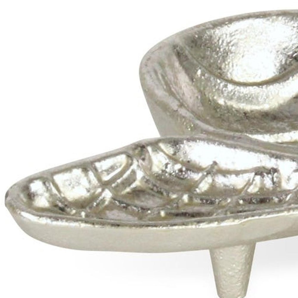 8" Silver Cast Iron Bumble Bee Trinket Tray on a white background