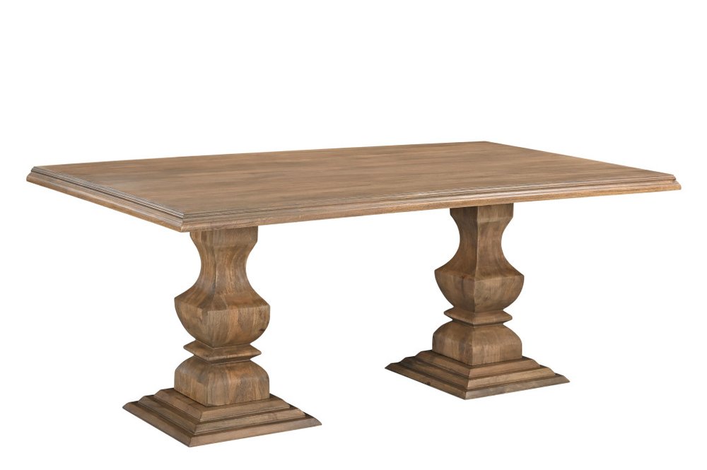 Seven Piece Brown Solid Wood Dining Set with Six Chairs - with Set of 6 Slat Back Chairs