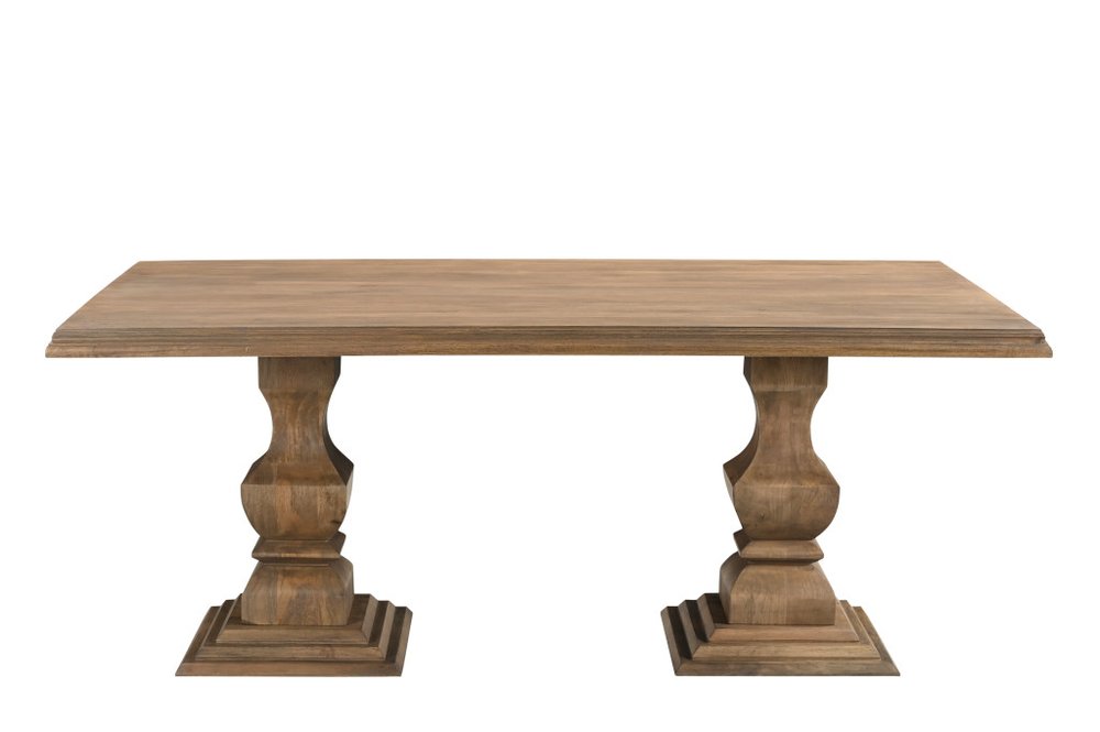 Seven Piece Brown Solid Wood Dining Set with Six Chairs - with Set of 6 Slat Back Chairs