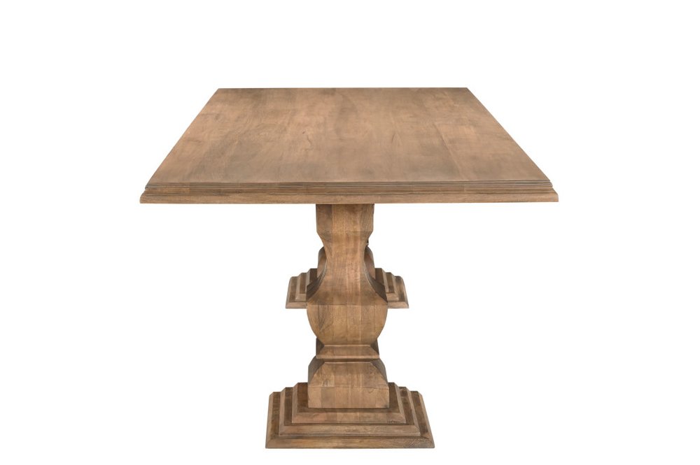 Seven Piece Brown Solid Wood Dining Set with Six Chairs - with Set of 6 Slat Back Chairs