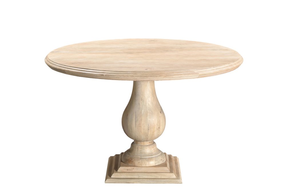 Five Piece Beige Round Solid Wood Dining Set with Four Chairs