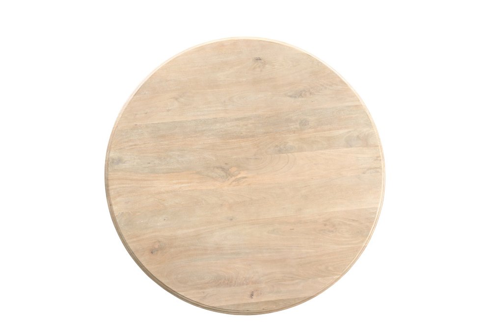 Five Piece Beige Round Solid Wood Dining Set with Four Chairs on a white background
