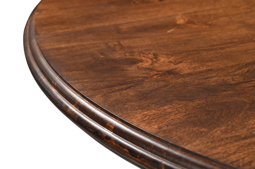 Five Piece Brown Round Solid Wood Dining Set with Four Chairs