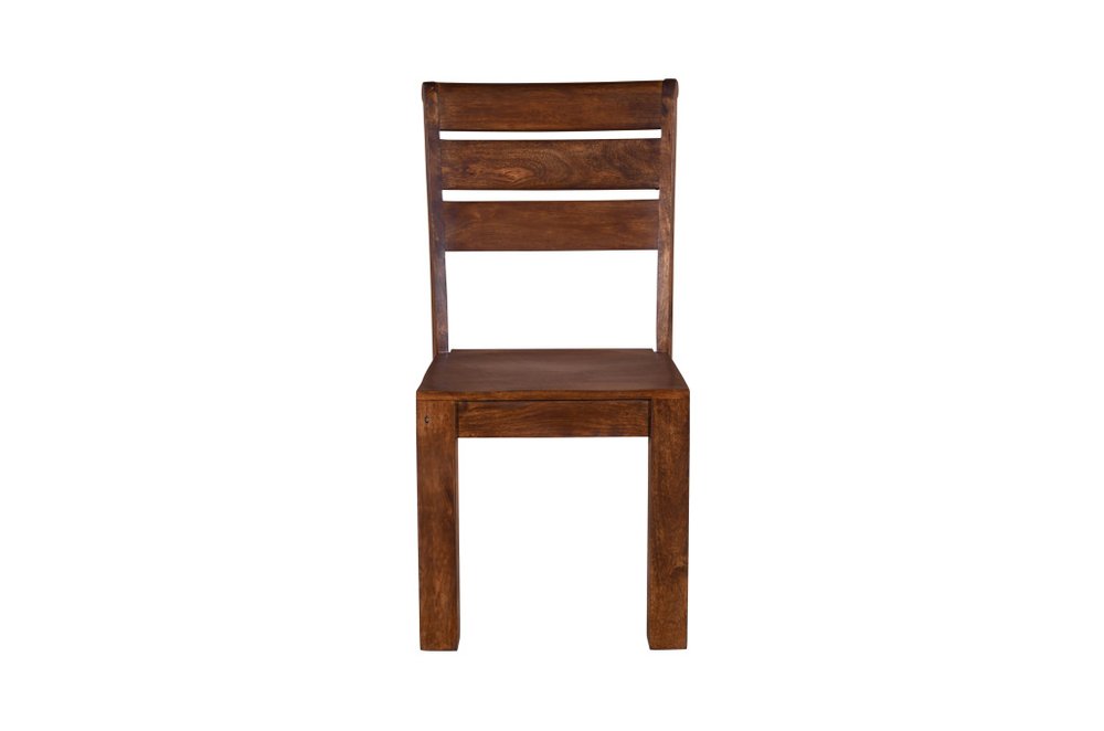Five Piece Brown Round Solid Wood Dining Set with Four Chairs