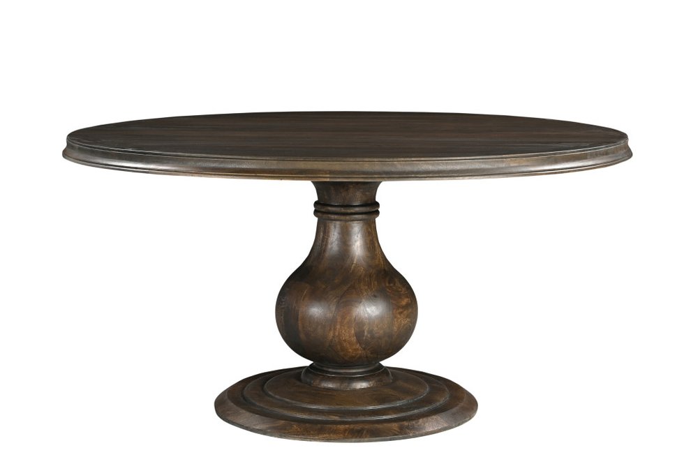 Five Piece Brown Round Solid Wood Dining Set with Four Chairs