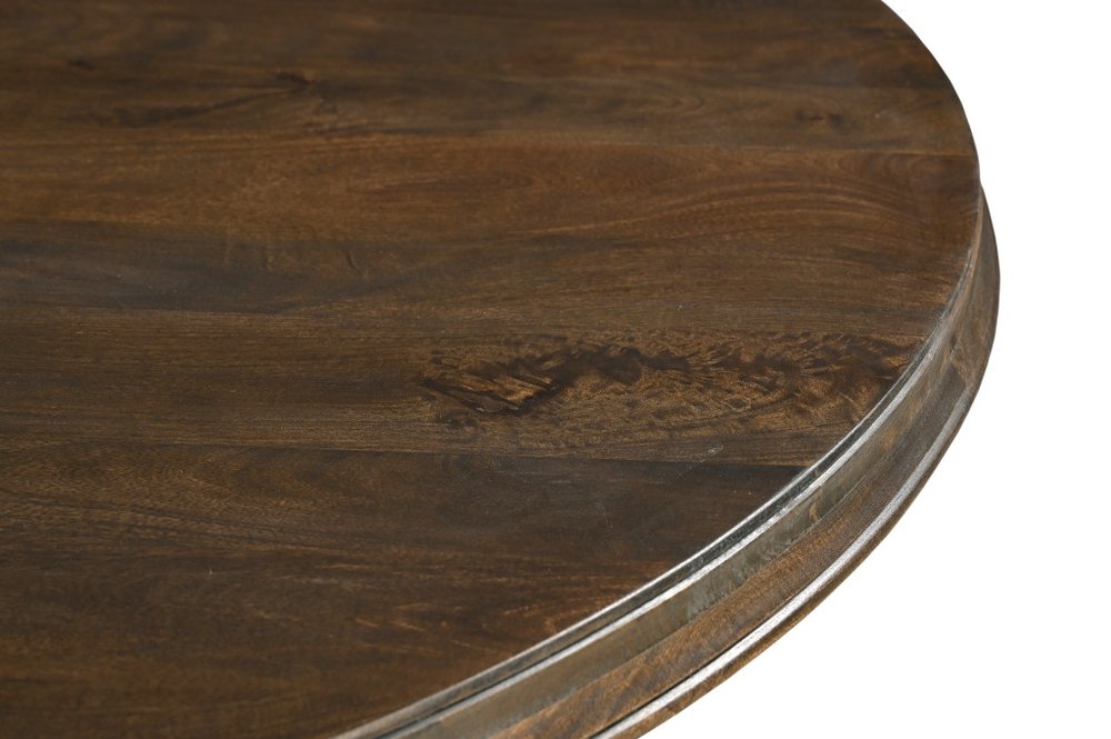 Five Piece Brown Round Solid Wood Dining Set with Four Chairs