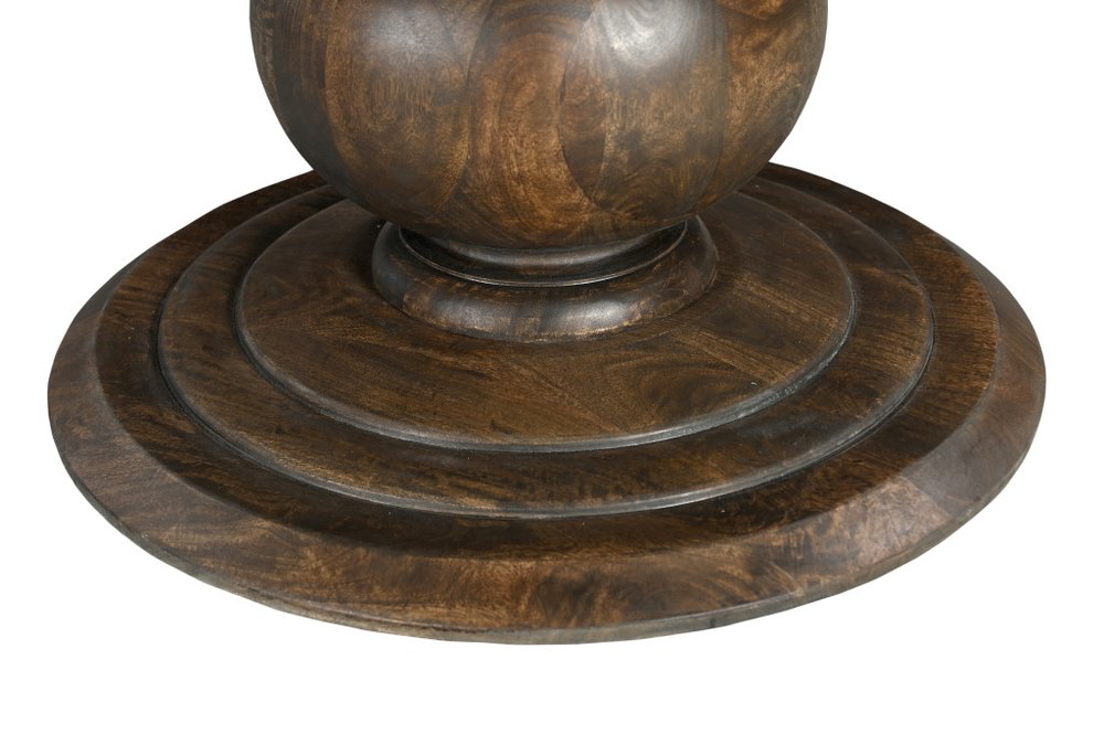 Five Piece Brown Round Solid Wood Dining Set with Four Chairs