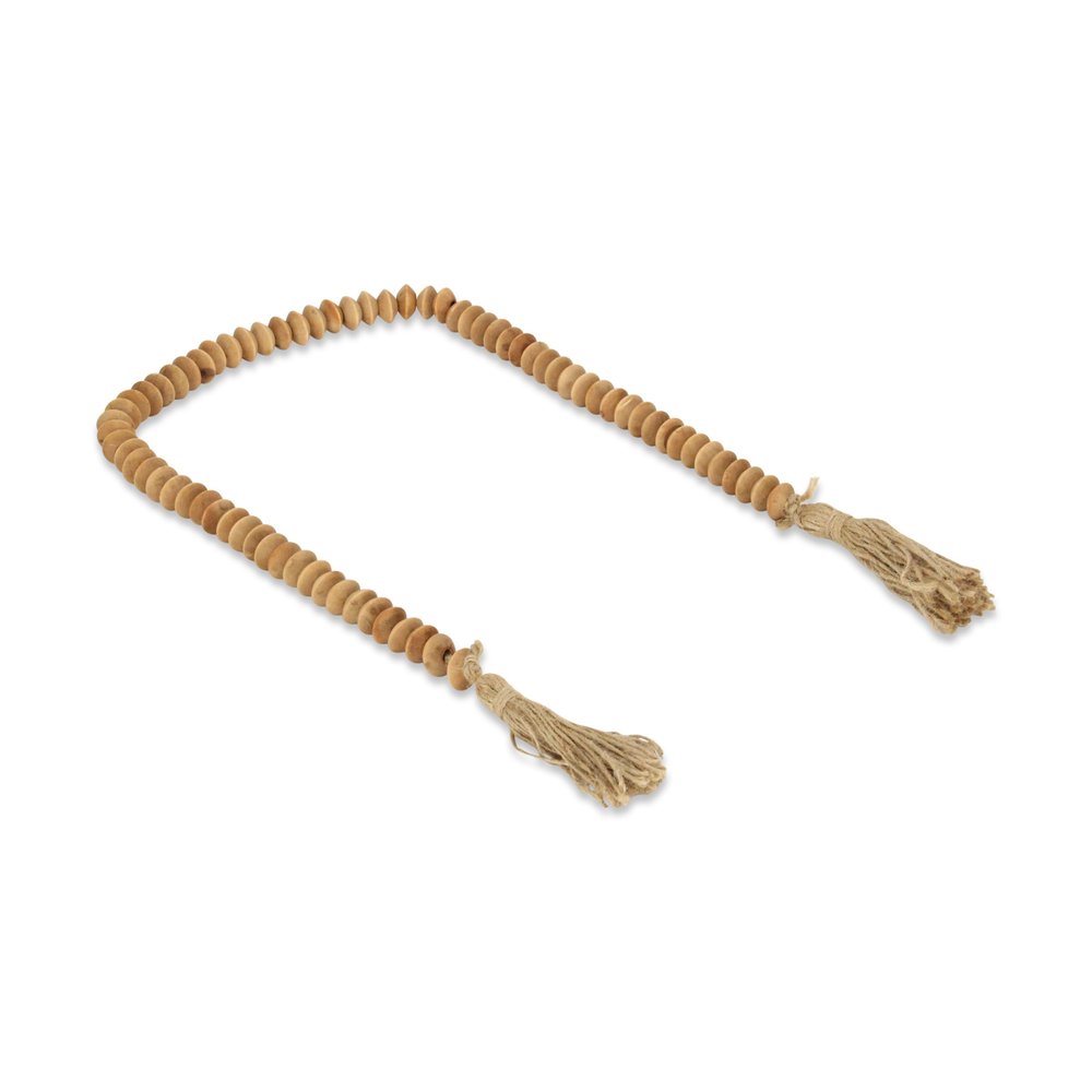 36" Brown Rope And Wood Hand Painted Decorative Tassel