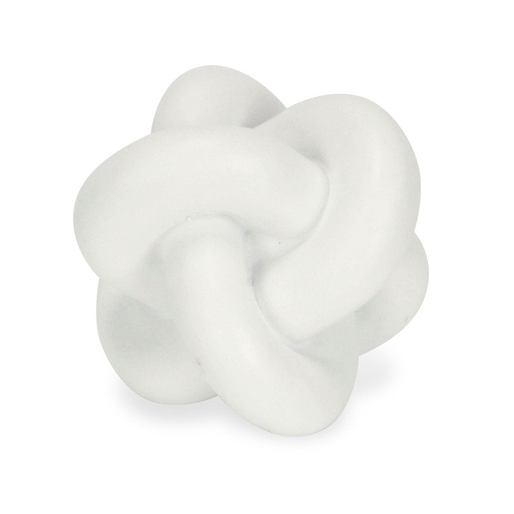 5" White Resin Knot Tabletop Sculpture. Sculpture isolated on a plain white background, in a white resin finish.